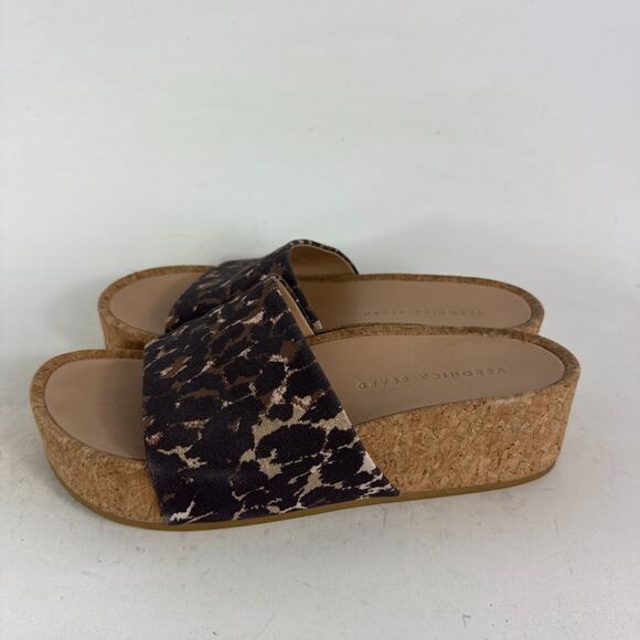 Veronica Beard Dresdyn Platform Slide Women's 7.5 Leopard Print Cork Sandals - Picture 5 of 10